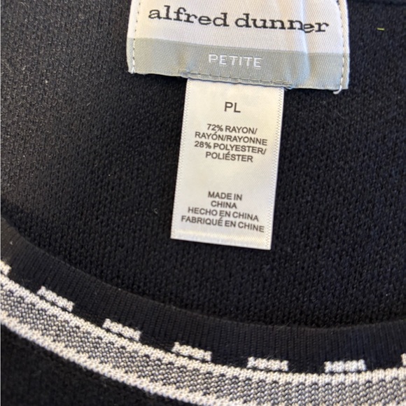 Alfred Dunner Black and Gray Crewneck Sweater with Elegant Embroidery - Picture 2 of 6